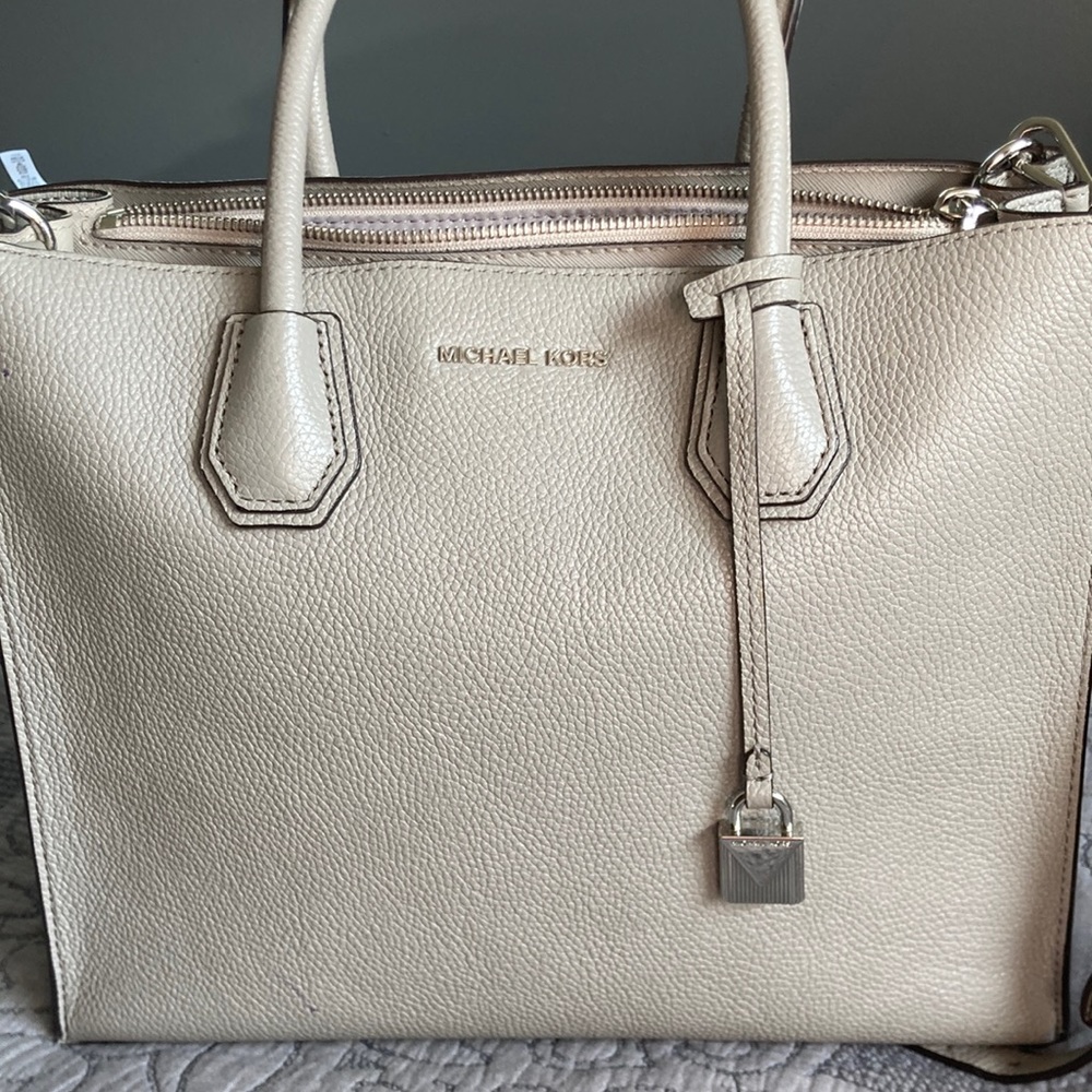 Good used condition Michael Kors large grey mercer accordion tote